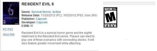 GT爆料！生化危机6 PC版将于11月20日发售？