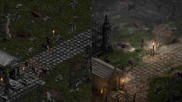 《暗黑2:重制版》对比原版演示_上古卷轴5原版和重制版画面对比