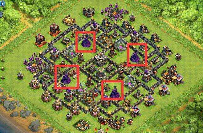 部落冲突基地五本最强布阵_部落冲突12本部落战阵型