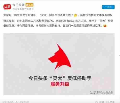 今日头条升级灵犬服务