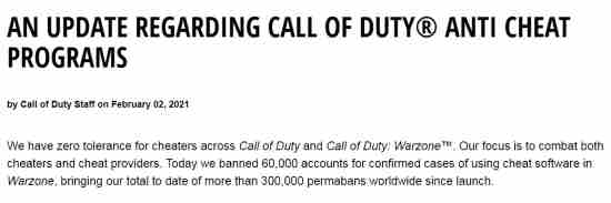 使命召唤战区再封六万账号对于外挂零容忍