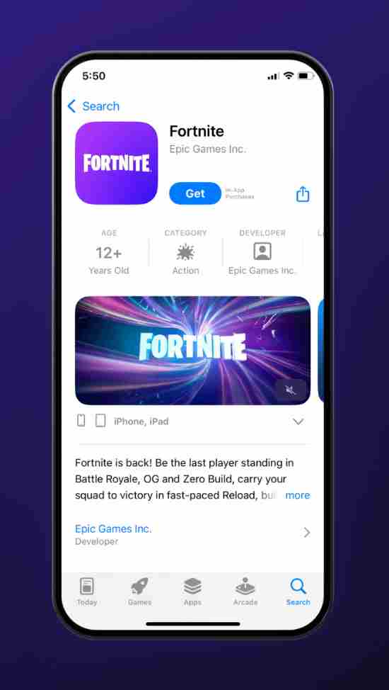 堡垒之夜重登美区App 苹果应用商店