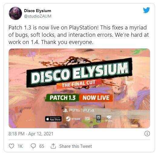 《极乐迪斯科:最终剪辑版》1.3补丁发布 修复大量bug