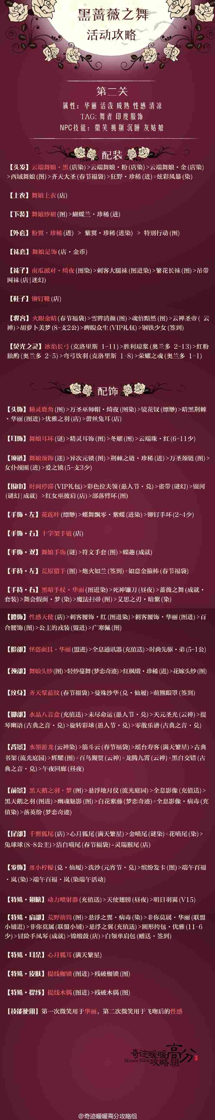 奇迹暖暖黑蔷薇之舞第二关怎么过