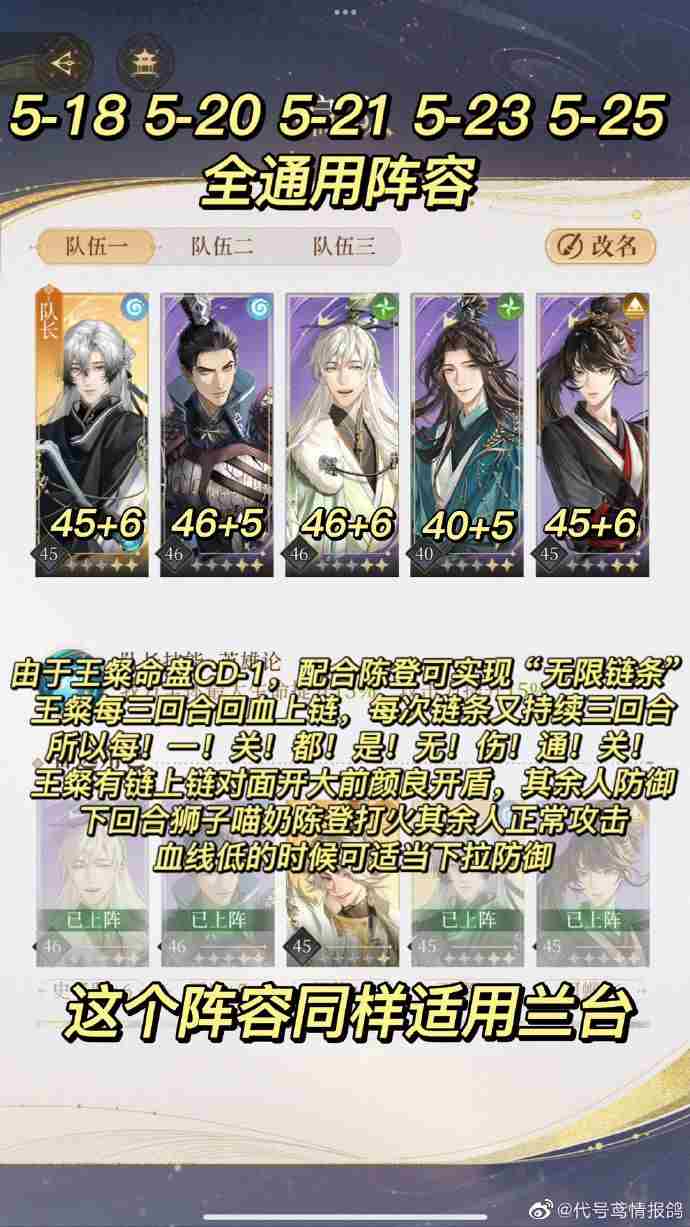 代号鸢主线兰台攻略大全 主线兰台全通用阵容分享[多图]