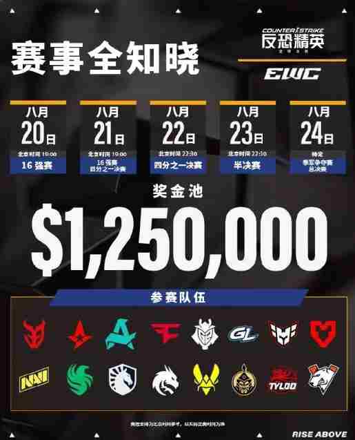 无畏契约EWC电竞世界杯2025赛程一览