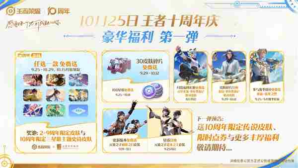 王者荣耀10周年限定皮肤白嫖技巧