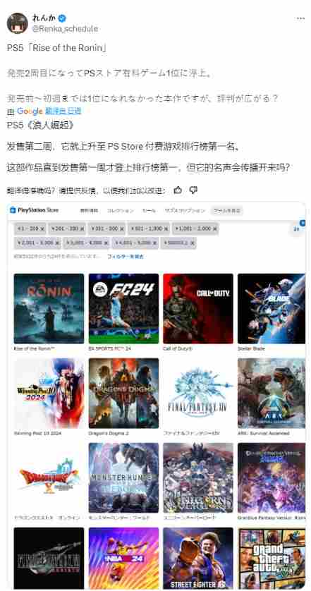 同天发售有影响?龙信2、浪人崛起英国实体销量不佳