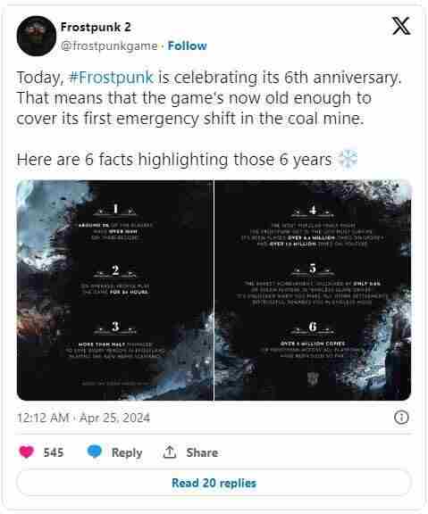 《冰汽时代》6周年！开发商宣布全平台销量超500万