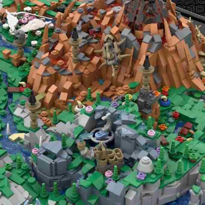 塞尔达传说玩家用乐高积木搭建海拉鲁地图:近1