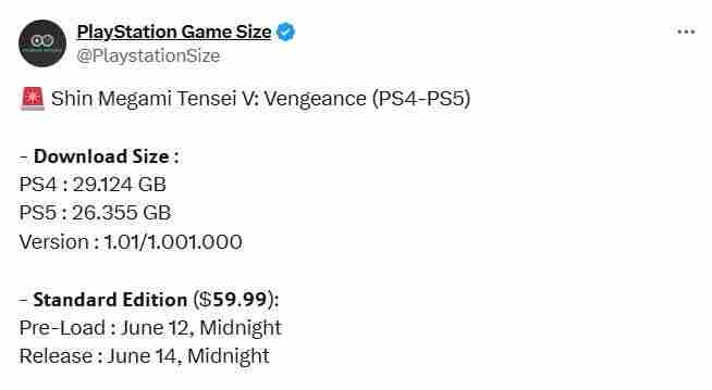真女神转生5:Vengeance6月12日开启预载!PS版容量大小曝光